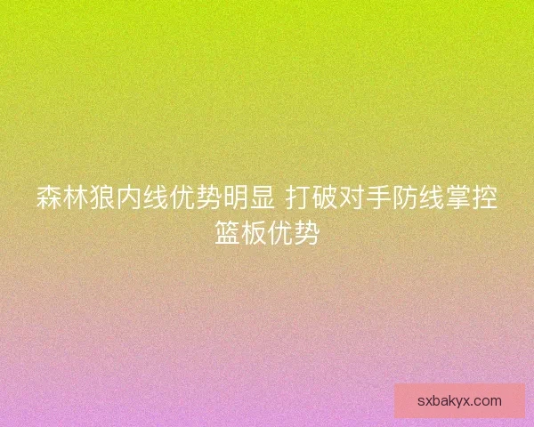 森林狼内线优势明显 打破对手防线掌控篮板优势