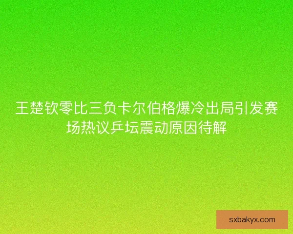 王楚钦零比三负卡尔伯格爆冷出局引发赛场热议乒坛震动原因待解