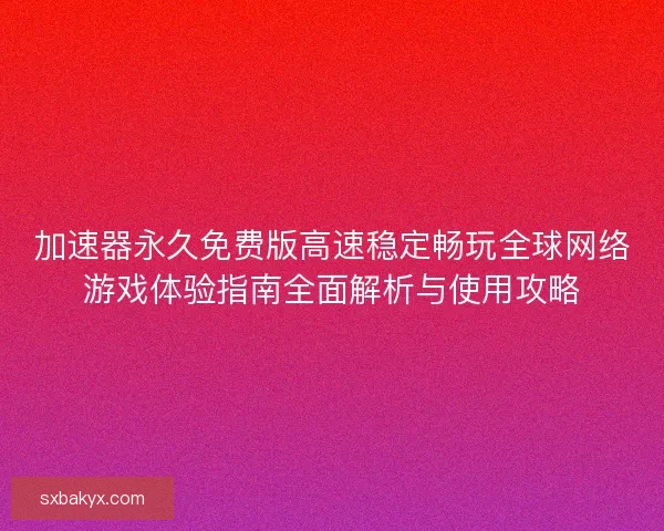 加速器永久免费版高速稳定畅玩全球网络游戏体验指南全面解析与使用攻略 加速器永久免费版高速稳定畅玩全球网络游戏体验指南全面解析与使用攻略