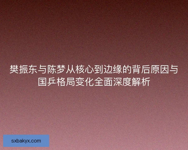 樊振东与陈梦从核心到边缘的背后原因与国乒格局变化全面深度解析 樊振东与陈梦从核心到边缘的背后原因与国乒格局变化全面深度解析