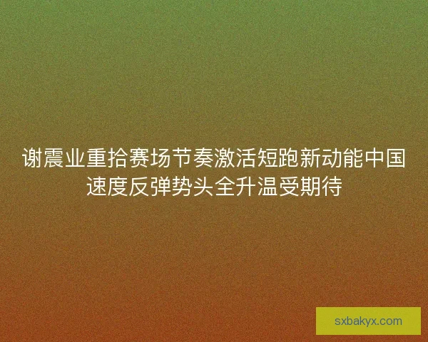谢震业重拾赛场节奏激活短跑新动能中国速度反弹势头全升温受期待 谢震业重拾赛场节奏激活短跑新动能中国速度反弹势头全升温受期待