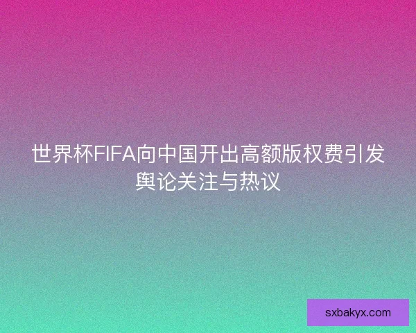 世界杯FIFA向中国开出高额版权费引发舆论关注与热议